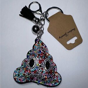 NWT Multicolor Rhinestone Poo 💩 Emoji Keychain/Purse‎ Charm